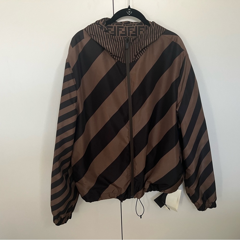 Fendi Bomber Jacket Black Brown Geometric Design